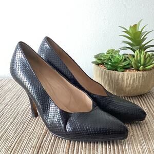 LK Bennett Black Sledge Black Snake Print Heel Pumps Size 37.5